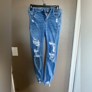 American Eagle Outfitters Ripped Blue Skinny Jeans